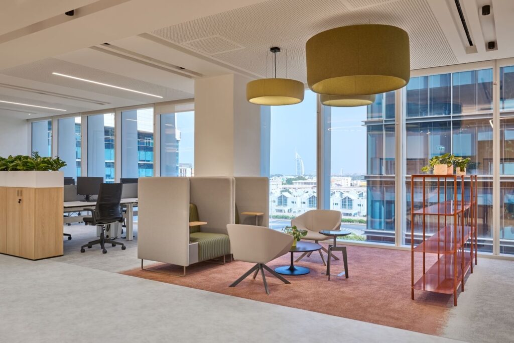 LEED Gold certified office fit-out for an International Pharmaceutical Company in Dubai Media City, delivered by Summertown Interiors