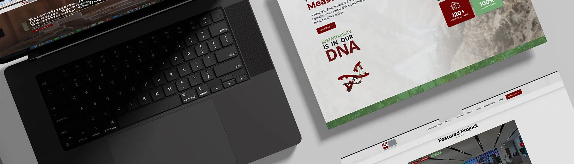 Summertown Interiors website showcasing the new Sustainability Hub and LEED ROI Calculator for sustainable fit out in Dubai.