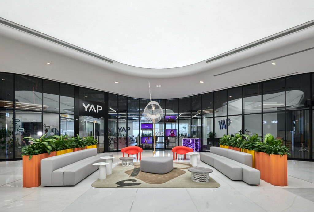 DIFC Innovation Hub office fit-out with branded feature wall by Summertown Interiors